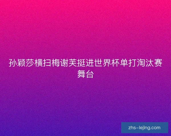 孙颖莎横扫梅谢芙挺进世界杯单打淘汰赛舞台